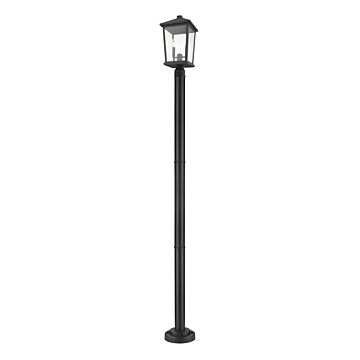 Z-Lite Beacon 2-Light Outdoor Post Mounted Fixture Light In Black