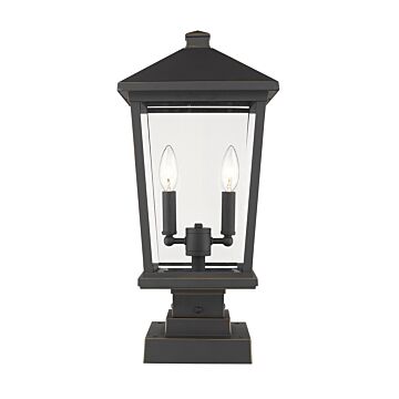 Z-Lite Beacon 2-Light Outdoor Pier Mounted Fixture Light In Oil Rubbed Bronze