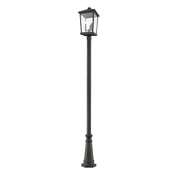 Z-Lite Beacon 3-Light Outdoor Post Mounted Fixture Light In Oil Rubbed Bronze