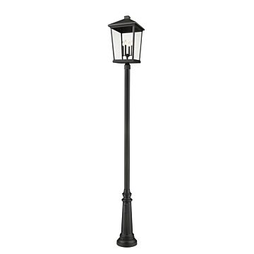 Z-Lite Beacon 4-Light Outdoor Post Mounted Fixture Light In Black