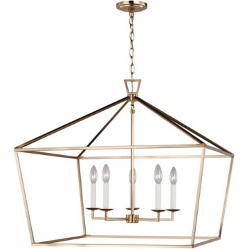 Dianna Five Light Lantern in Satin Brass by Visual Comfort Studio