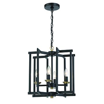 Avante Grand Four Light Foyer Pendant in Flat Black Satin Brass by Craftmade