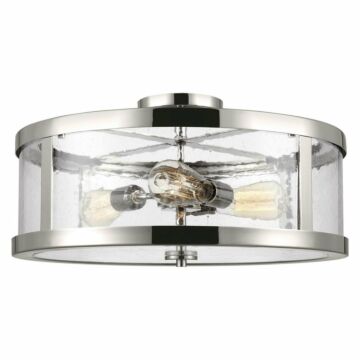 Harrow Three Light Semi Flush Mount in Polished Nickel by Visual Comfort Studio