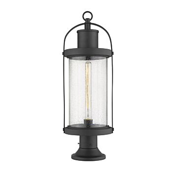 Z-Lite Roundhouse 1-Light Outdoor Pier Mounted Fixture Light In Black