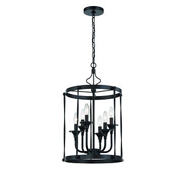 Jolenne Six Light Foyer Pendant in Flat Black by Craftmade
