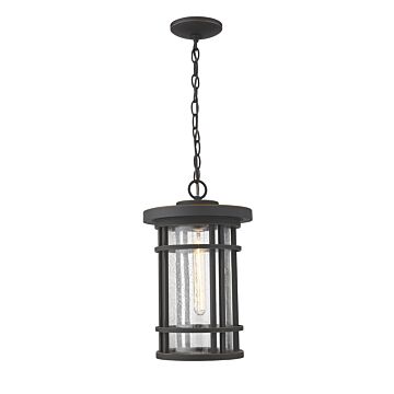 Z-Lite Jordan 1-Light Outdoor Chain Mount Ceiling Fixture Light In Oil Rubbed Bronze