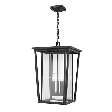 Z-Lite Seoul 3-Light Outdoor Chain Mount Ceiling Fixture Light In Black