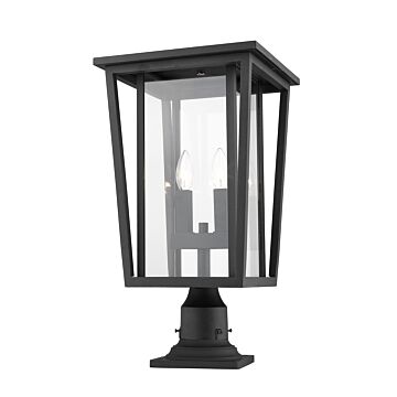 Z-Lite Seoul 2-Light Outdoor Pier Mounted Fixture Light In Black