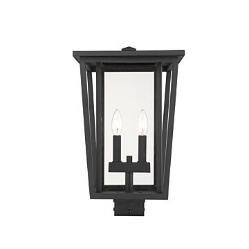 Z-Lite Seoul 2-Light Outdoor Post Mount Fixture Light In Black