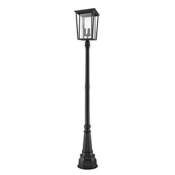 Z-Lite Seoul 3-Light Outdoor Post Mounted Fixture Light In Black