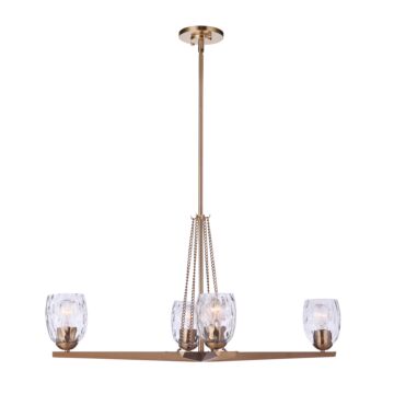 Guiding Star Four Light Island Linear Chandelier in Satin Brass by Craftmade