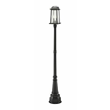 Z-Lite Millworks 2-Light Outdoor Post Mounted Fixture Light In Black
