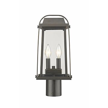 Z-Lite Millworks 2-Light Outdoor Post Mount Fixture Light In Oil Rubbed Bronze