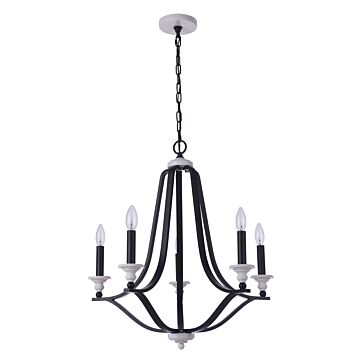 Esme Five Light Chandelier in Flat Black   Matte White by Craftmade