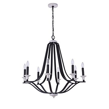 Esme Eight Light Chandelier in Flat Black   Matte White by Craftmade