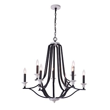 Esme Nine Light Chandelier in Flat Black   Matte White by Craftmade