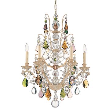 Bordeaux Six Light Chandelier in Antique Silver by Schonbek