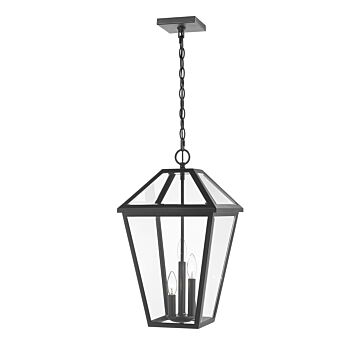 Z-Lite Talbot 3-Light Outdoor Chain Mount Ceiling Fixture Light In Black