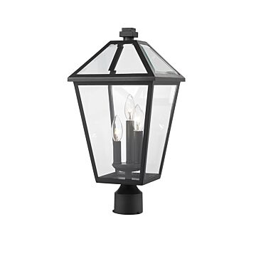 Z-Lite Talbot 3-Light Outdoor Post Mount Fixture Light In Black