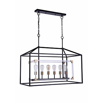 Aaron Six Light Island Pendant in Flat Black Satin Brass by Craftmade