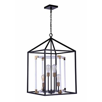 Aaron Four Light Pendant in Flat Black Satin Brass by Craftmade