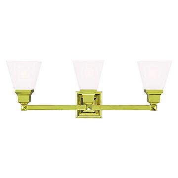 Mission 3-Light Bathroom Vanity Light in Polished Brass