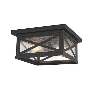Z-Lite Brookside 2-Light Outdoor Flush Ceiling Mount Fixture Ceiling Light In Black