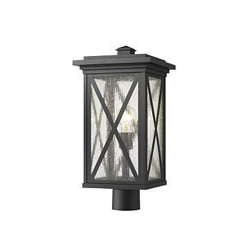 Z-Lite Brookside 1-Light Outdoor Post Mount Fixture Light In Black