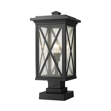 Z-Lite Brookside 1-Light Outdoor Pier Mounted Fixture Light In Black