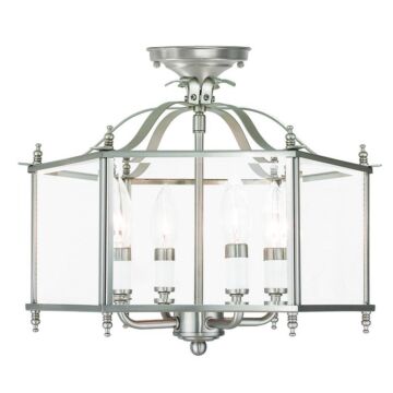 Livingston 4-Light Pendant with Ceiling Mount in Brushed Nickel