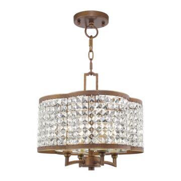 Grammercy 4-Light Mini Chandelier with Ceiling Mount in Hand Applied Palacial Bronze