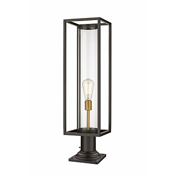 Z-Lite Dunbroch 1-Light Outdoor Pier Mounted Fixture Light In Deep Bronze With Outdoor Brass