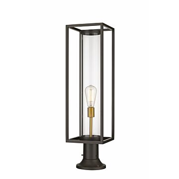 Z-Lite Dunbroch 1-Light Outdoor Pier Mounted Fixture Light In Deep Bronze With Outdoor Brass