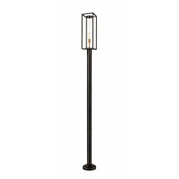 Z-Lite Dunbroch 1-Light Outdoor Post Mounted Fixture Light In Deep Bronze With Outdoor Brass