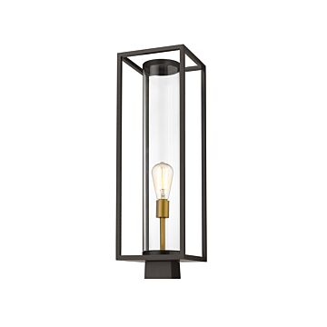 Z-Lite Dunbroch 1-Light Outdoor Post Mount Fixture Light In Deep Bronze With Outdoor Brass