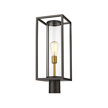 Z-Lite Dunbroch 1-Light Outdoor Post Mount Fixture Light In Deep Bronze With Outdoor Brass