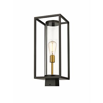 Z-Lite Dunbroch 1-Light Outdoor Post Mount Fixture Light In Deep Bronze With Outdoor Brass