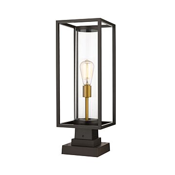 Z-Lite Dunbroch 1-Light Outdoor Pier Mounted Fixture Light In Deep Bronze With Outdoor Brass
