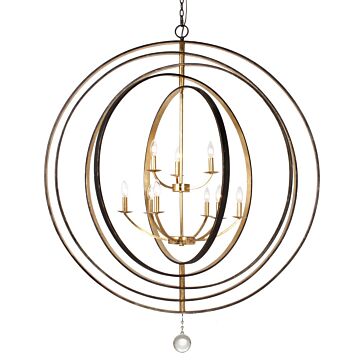 Luna Nine Light Chandelier in English Bronze   Antique Gold by Crystorama
