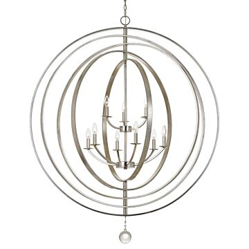 Luna Nine Light Chandelier in Antique Silver by Crystorama