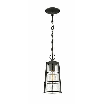 Z-Lite Helix 1-Light Outdoor Chain Mount Ceiling Fixture Light In Black
