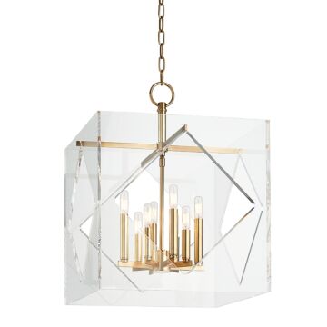 Travis Eight Light Pendant in Aged Brass by Hudson Valley