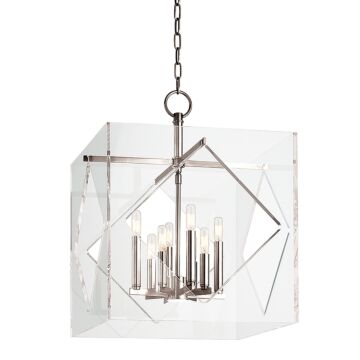 Travis Eight Light Pendant in Polished Nickel by Hudson Valley