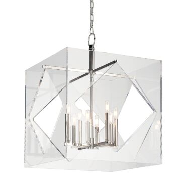 Travis Eight Light Chandelier in Polished Nickel by Hudson Valley