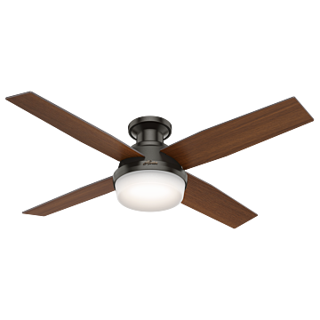 Hunter Dempsey 2 Light 52 Inch Indoor Flush Mount Ceiling Fan in Noble Bronze
