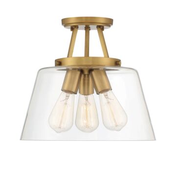 Calhoun Three Light SemiFlush Mount in Warm Brass by Savoy House