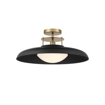 Gavin One Light SemiFlush Mount in Matte Blackith Warm Brass Accents by Savoy House