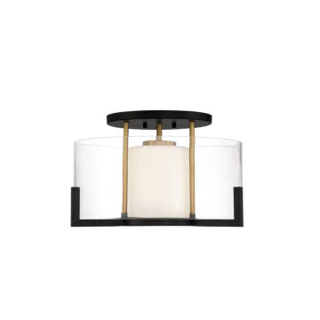 Eaton One Light SemiFlush Mount in Matte Blackith Warm Brass Accents by Savoy House