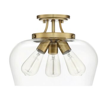 Octave Three Light SemiFlush Mount in Warm Brass by Savoy House