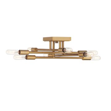 Lyrique Eight Light SemiFlush Mount in Warm Brass by Savoy House